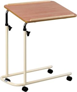 Overbed Table with Castors and Wooden Top image cover
