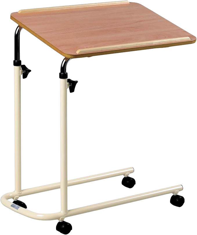 Overbed Table with Castors and Wooden Top image cover