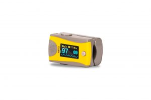 Biolight M70 Fingertip Pulse Oximeter Lying down to the Right