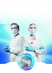 Doctors Masked Up in Blue Background