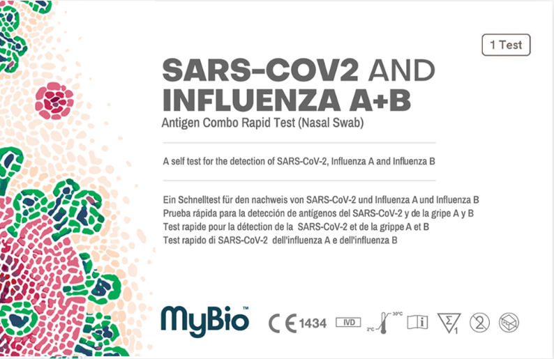 MyBio SARS CoV2 and Influenza A+B At Home Combo Self Test image cover