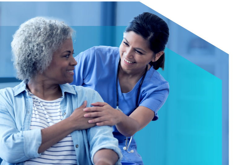 Patient and nurse, sustainability & safety.